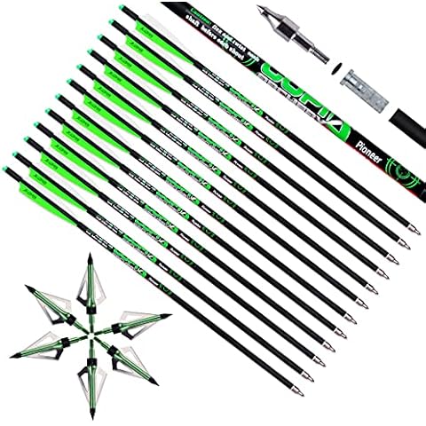 LWANO Crossbow Bolts 20 22 Inch Carbon Archery Arrows 12 Pack and 6 Pack Hunting Broadheads kit Cover