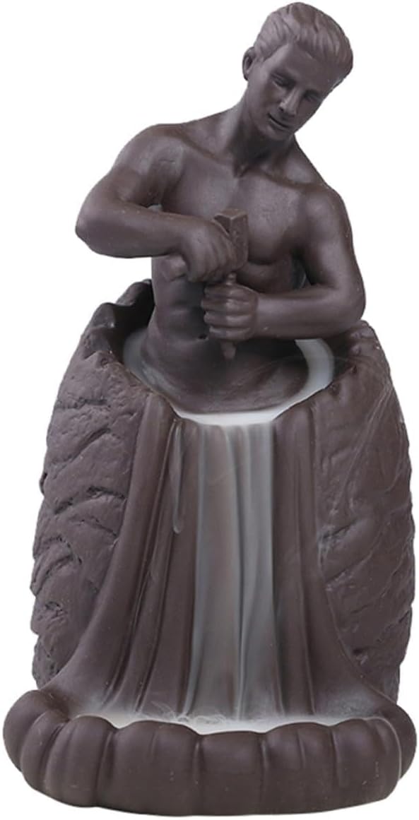 Backflow Incense Holder Ceramic Backflow Burner Self Carving Men Aroma Therapy Incense Burner for Home Office Desktop Decoration