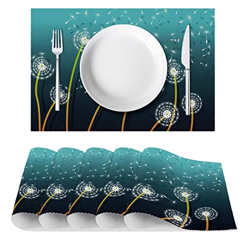 Set de table pissenlit antidérapant lavable et tapis de table rectangulaire résistant chaleur - 3