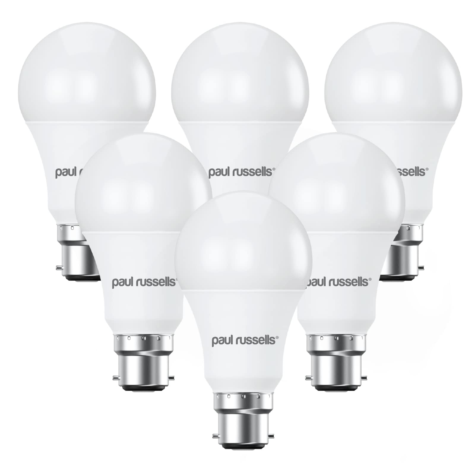 Paul russells LED GLS - Dimmable Bayonet Light, 14W 1521 Lumens B22 A70 LED Bulbs, 100w Equivalent, 6500K Daylight, Dimmer Standard BC Energy Saving Ceiling Lightbulbs, Pack of 6 [Energy Class F]