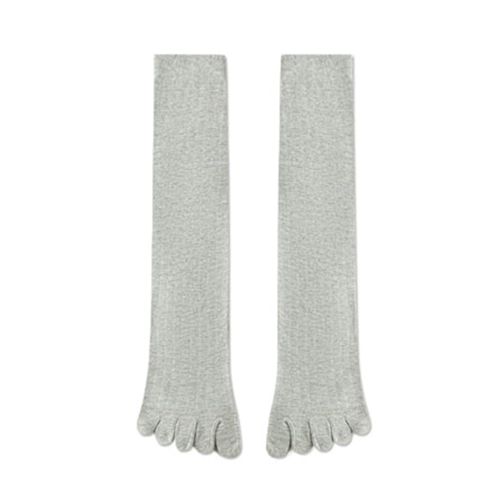 IRFHDCX Toe Socks 2/4 Pairs Toe Socks Long Cotton Simple Breathable 5 Finger Calf 4 Seasons Unisex(2pair Grey)