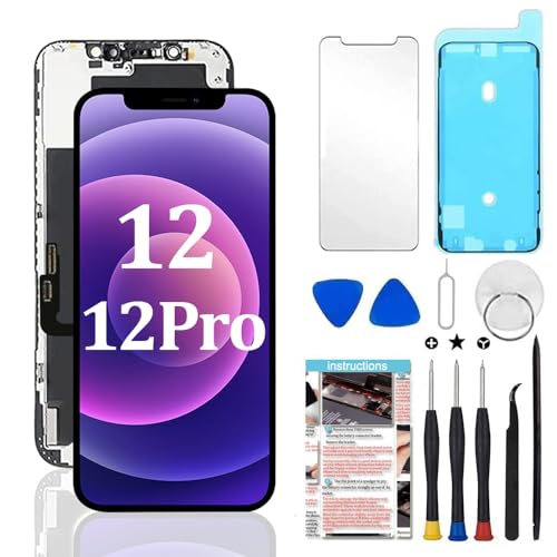 【Compatibilità schermo】 Display LCD di alta qualità e schermo in vetro digitalizzatore montato per iPhone 12/12Pro (6,1 pollici). Lo schermo è compatibile solo con iPhone 12/12Pro, NON funziona con iPhone 12mini o 12 pro max.