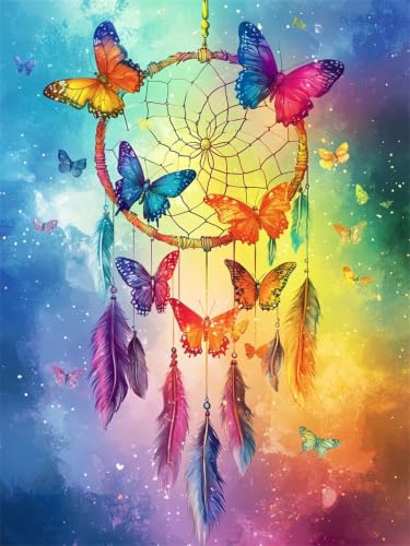 Kit de pintura de diamantes de resina 40x50cm con diseño de mariposa brillante