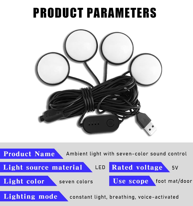 Luces LED interiores para auto RGB colorido miniatura 6