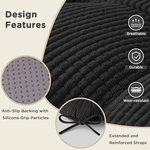 Image of AddGrace Chair Cushions for Dining Chairs Soft Kitchen Seat Cushions 18 inch x 18 inch x 3 inch Non-Slip Seat Pads Black Set of 2