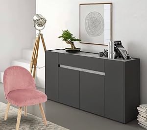 Generico Aparador de arcilla grafito y mármol 4 puertas