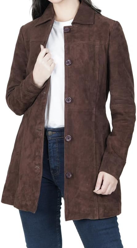 Blingsoul Womens Leather Jacket - Vintage Style Long Leather Jacket Women