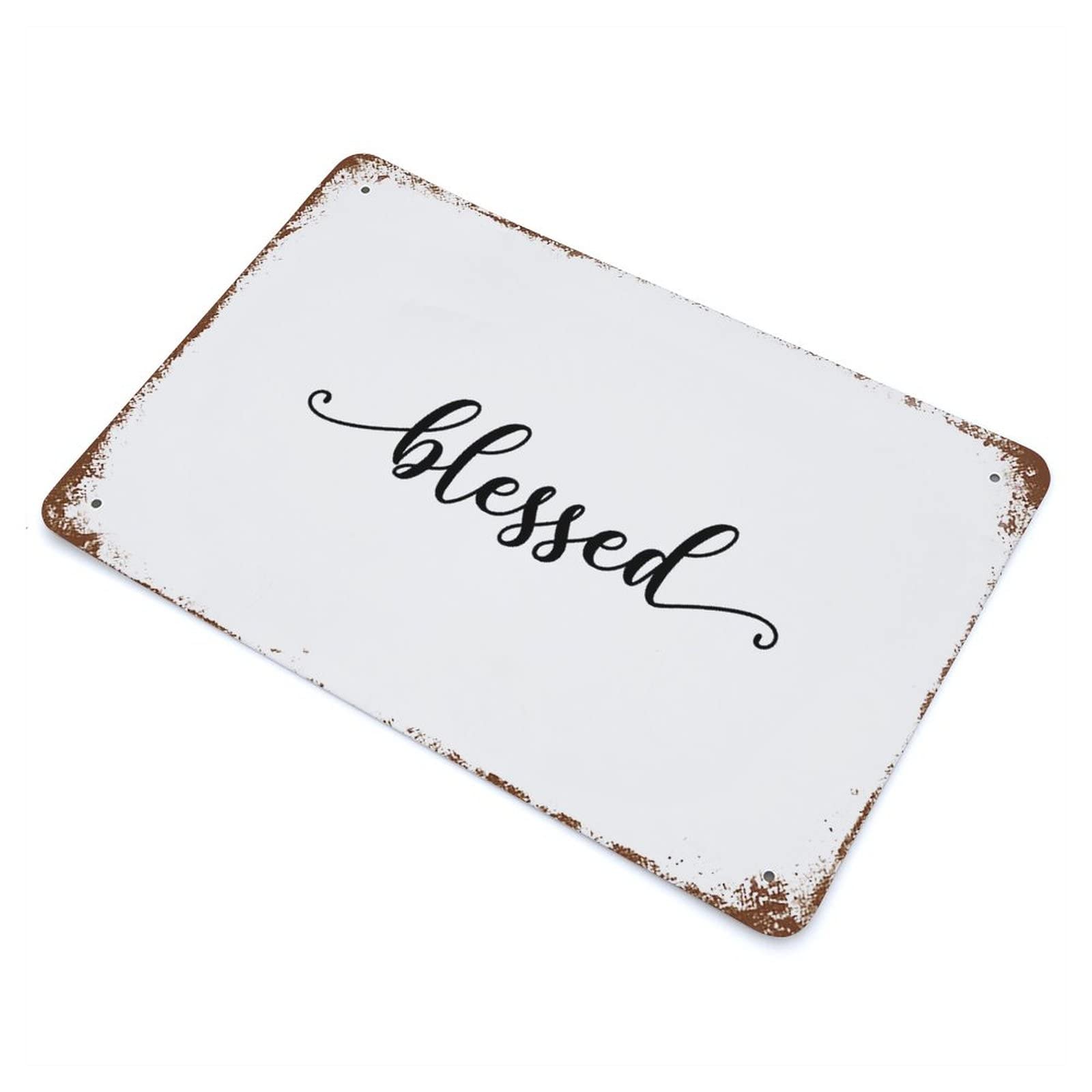 Panneau métal Blessed Signs de qualité supérieure style rustique 30x45