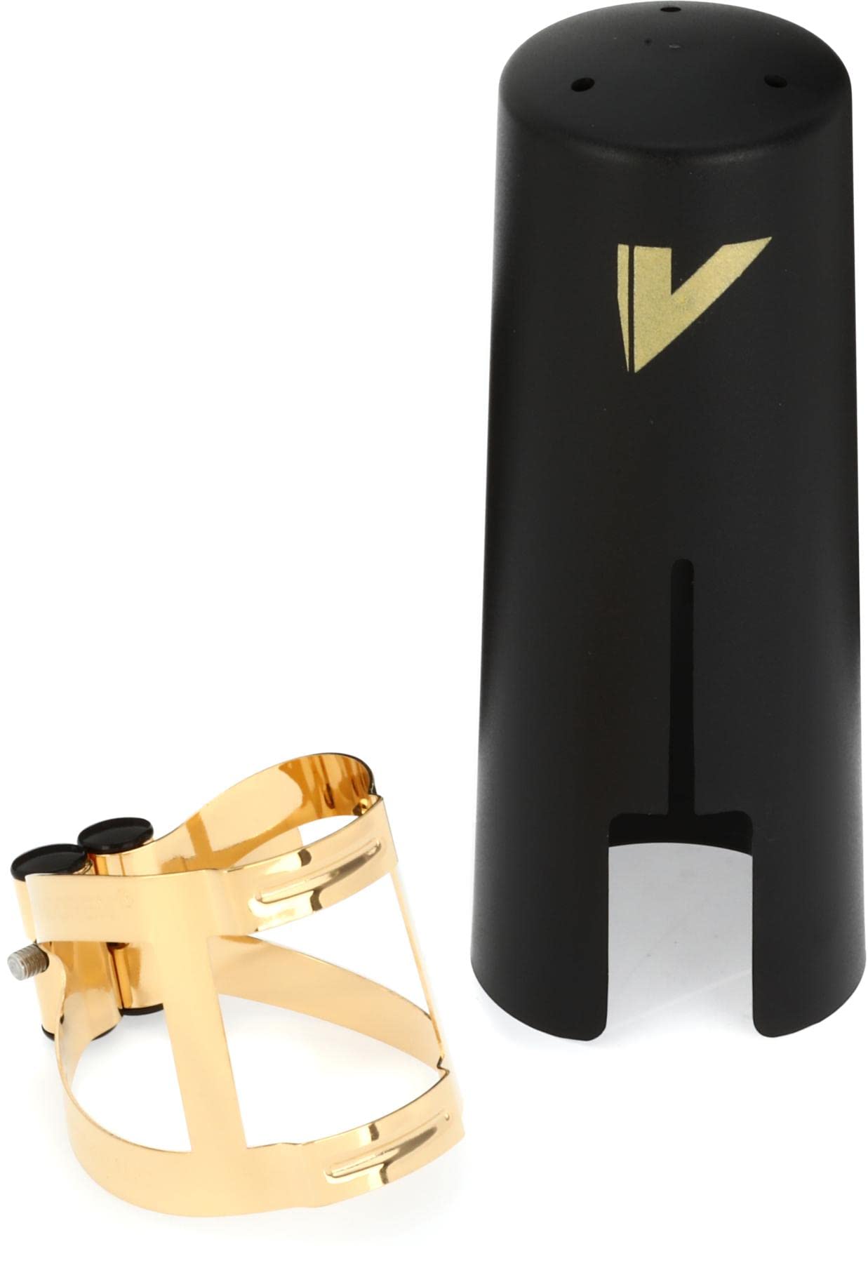 VANDOREN LIGATURE M/O BARITONE GOLD FINISH UND KAPSEL PLASTIK - LC59DP Saxophone Bariton Saxophon Blattschrauben