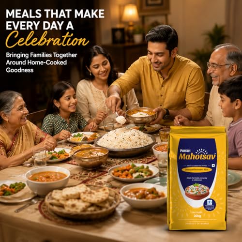 Image of Mahotsav Inaayat Basmati Rice by Pansari 30 Kg - Whole Grain, Fortified, Gluten-Free - Ideal for Biryani, Pulao, Steamed Rice & Daily Indian Meals - 30kg Pack