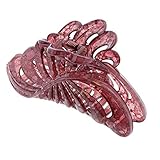 5 inch Large Jaw Clip Hair Claw with Leaf Design - Speckled Brown Pink