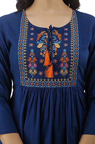 Image of DMP FASHION Women's Rayon Classic Heavy Embroidery Top with Beautifull Tassels at Front and on Both Sleeves