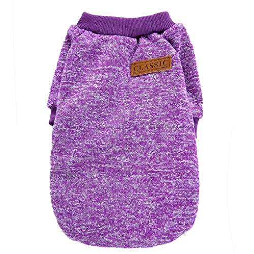 Image of Cotton Blend Pet Dog Classic Knitwear Sweater Warm Winter Puppy Pet Coat Soft Sweater Clothing for Small Dogs (S, Purple), 1 Count