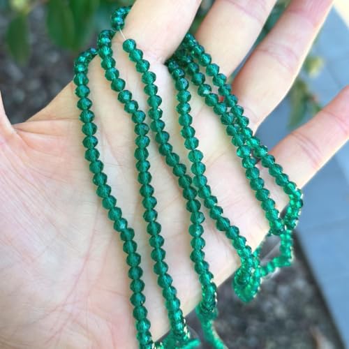 Image of 500pcs Czech Faceted Rondelle Crystal Glass Beads 4mm Small Tiny Bulk Emerald Green