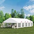 Acekool 20'x40' Outdoor Heavy Duty Party Tent Wedding Event Shelter Carport Large Commercial Canopy with Removable Sidewalls & 5 Storage Bags for Patio Outdoor Garden Events, White