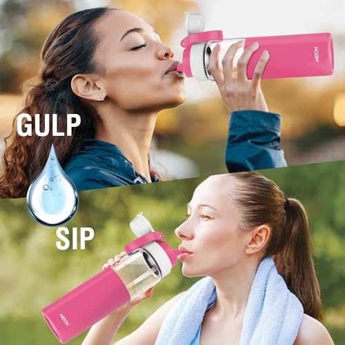 Image of MILTON Navi 800 2-in-1 Lid Sip or Gulp Water Bottle 800 ml | Sturdy Handle I BPA Free| Food-Grade | One-Touch Open | Leak-Proof | Ideal for Office, School, College, Gym, Pink