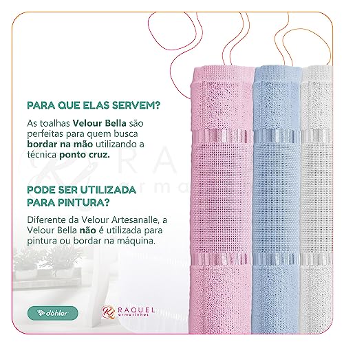 Kit 4 Toalhas Lavabo Dohler Velour Bella para Bordar Ponto Cruz (Branco)