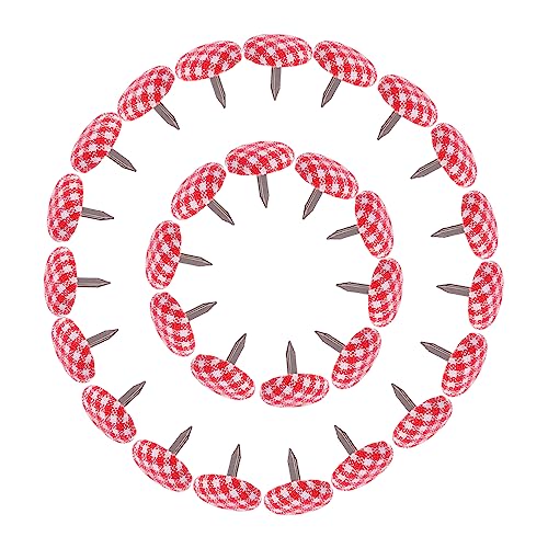 DOITOOL 50pcs Double Feet Studs for DIY Decorative Crafting Cloth-Wrapped Nailheads Small Size