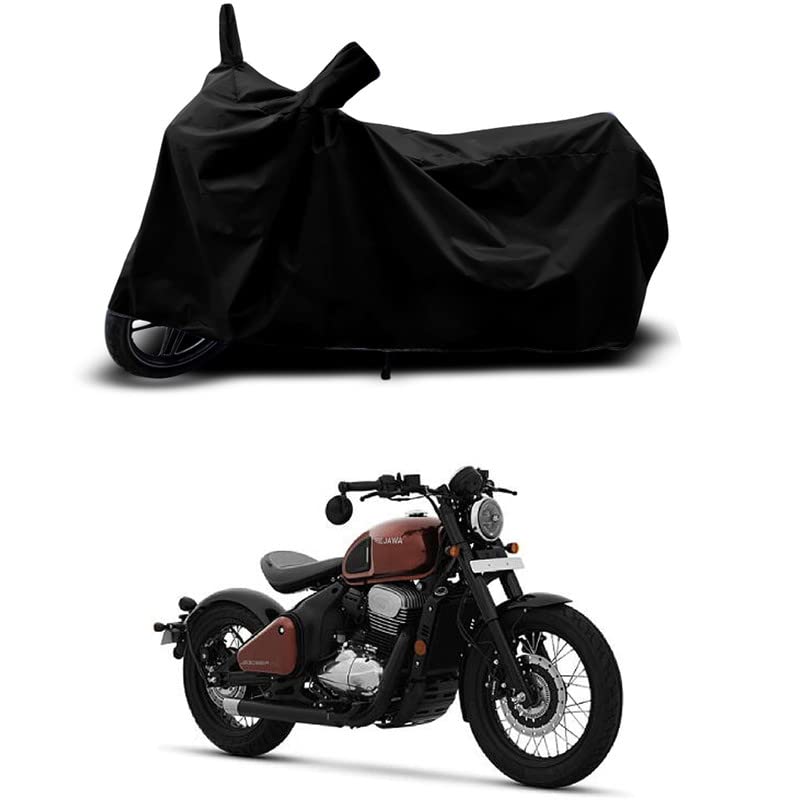Image of 100% Scratchproof /UV-Rays /Heat Protection /Birds Dropping /Water Resistant /Dust Proof /Waterproof /Bike Scooty Two Wheeler Body Cover Compatible for Jawa 42 Bobber New BS6 All Varient[Black]