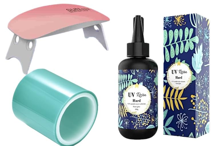 100g UV Hard Resin Kit with 5m UV Tape & 6W UV LED Light – Non-Toxic, Perfect for Resin Art & Craft