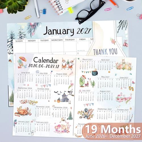 Image of Guasslee Desk Calendar 2026-2027, 19 Month Jun 2026-Dec 2027, 17 inch X 11.5 inch