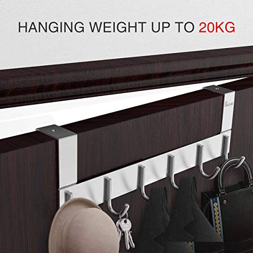Over The Door Towel Rack Hook Holders Organizer, Anjuer Metal Coat Hanger 6 Hooks Over Door Hanger