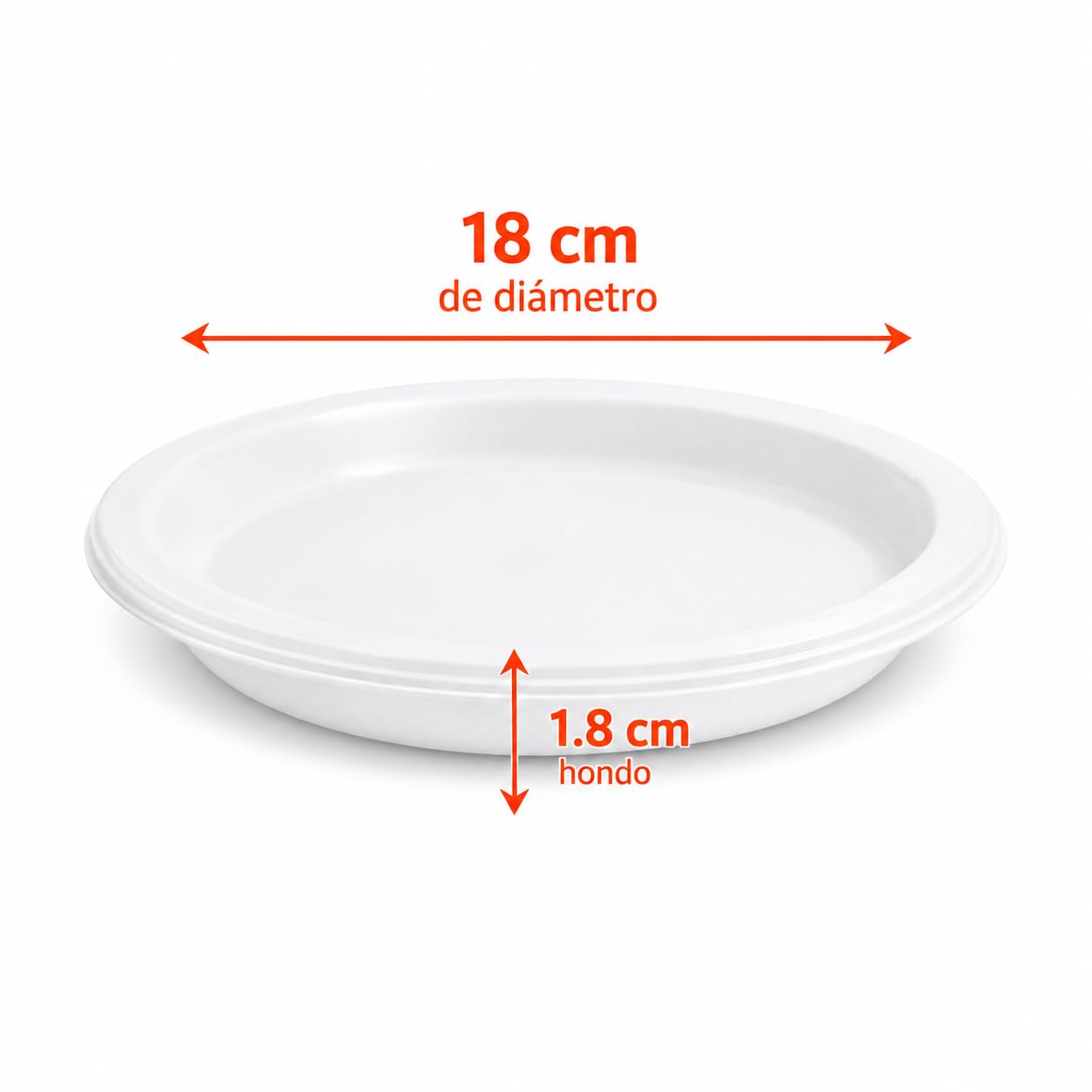 500 platos desechables de bagazo de caña de azucar. compostables de coplor blanco de 18 cm 500 uds