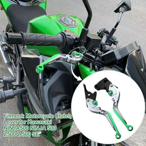 Image of for Kawasaki NINJA500 Ninja 500 Z500 Z 500 SE 2024 2025 Motorcycle Clutch Lever Adjustable Handlebars Brake and Clutch Levers Set(Green)