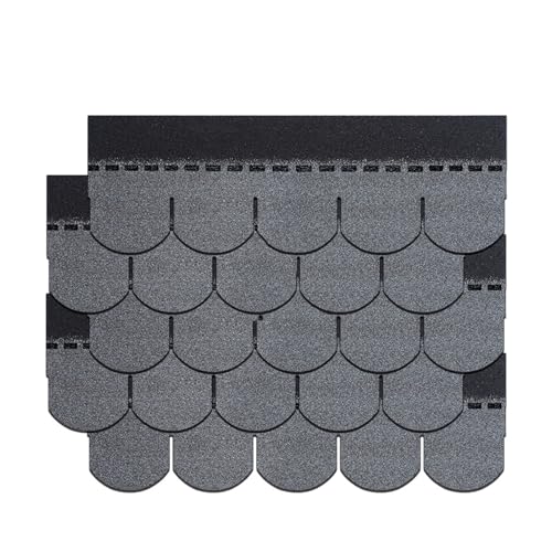 Tejas de asfalto para techos de hormigón, madera y metal, diseño duradero de escamas de peces grises, ideal para renovación de techos, 100 x 33 cm