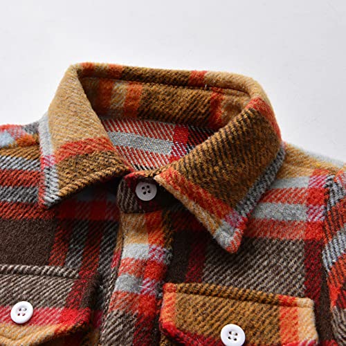 Toddler Flannel Shirt Button Down Plaid Shacket Fall Y2K Lapel Jacket Boys Hunting Jacket Slim-Fit Poplin Shirt 20254