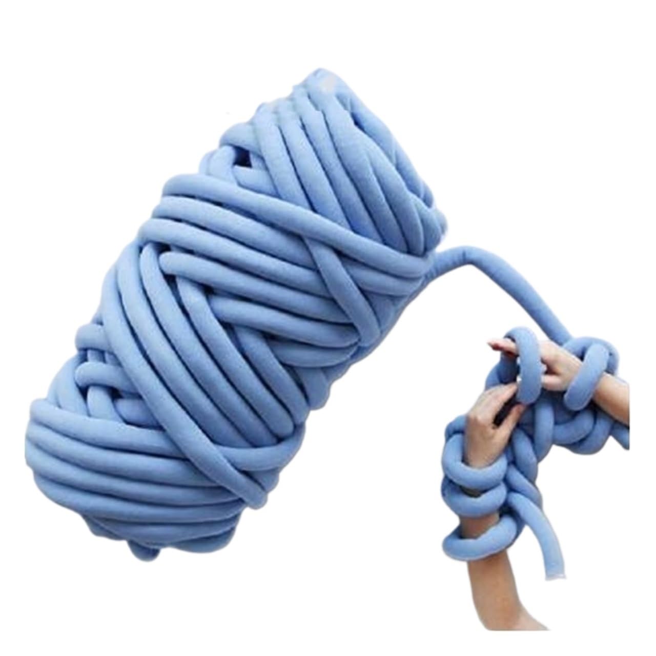Gruba włóczka w rurkach Gruba przędza bawełniana do robienia na drutach, wielokolorowa, koc DIY(Blue 2kgs)