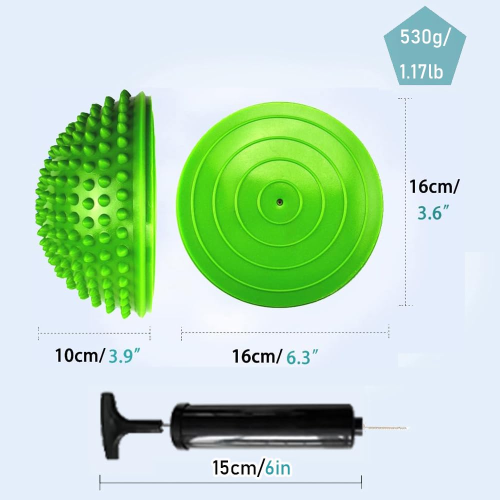 2er-Set Therapie Balance Igel, Balance-Igel Set, Fitness Halbkugel mit Luftpumpe Trittstein für Kinder & Erwachsene, Versch Balanceübungen I 8cm Groß