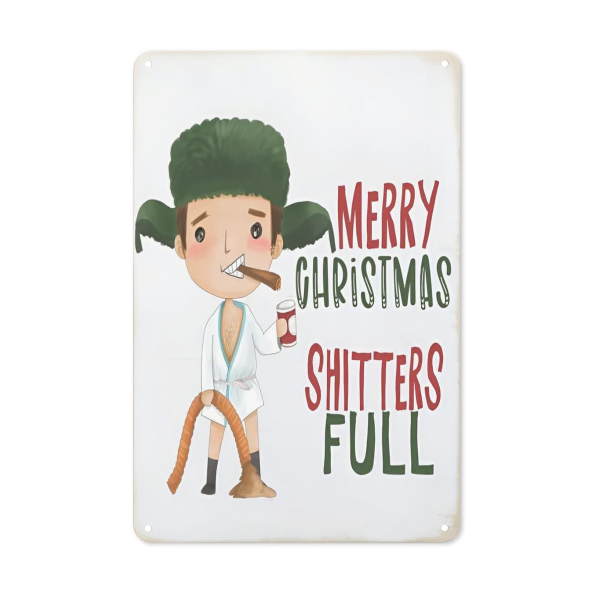 Merry Christmas Shitters Full Tin Sign Christmas Metal Sign Funny Bathroom Christmas Decoration Plaque Metal Sign Plaque Poster 8X12 Inches