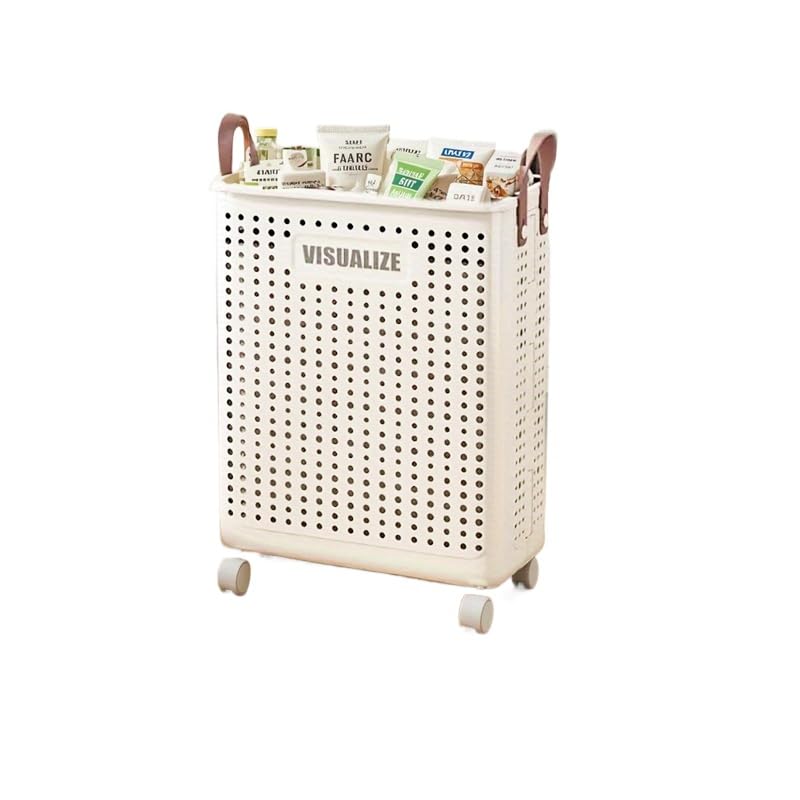 Large & Medium Foldable Ceramic White Laundry Baskets - Pu Leather, Hand Washable, Multi-Functional Portable Dirty Clothes Hamper With Wheels For