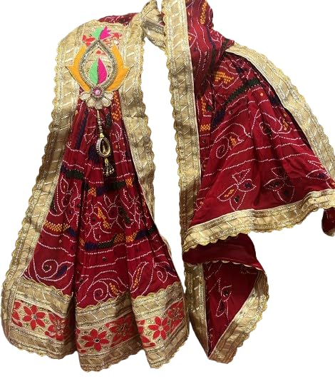 gangaur tradebox Marwadi Rajasthani Jaipuriya Bandhej Printed Patchwork Broach Plated Duppatta In Pure Georget Fabric Odhna, Chunri, Piliya & Pomcha