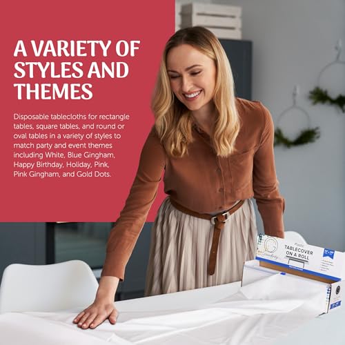 Grandipity Plastic Table Cloth Roll - 54in x 100 Ft. Table Cover White - image 3