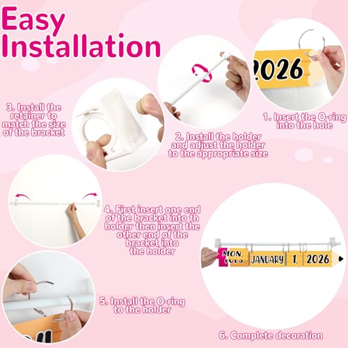 Image of Pencil Flip Calendar Bulletin Board Set Pencil Calendar for Classroom Whiteboard Decor with 2026 to 2030 Years Date Cards and Adjustable Rod for Home Elementary Back to School Teacher Supplies