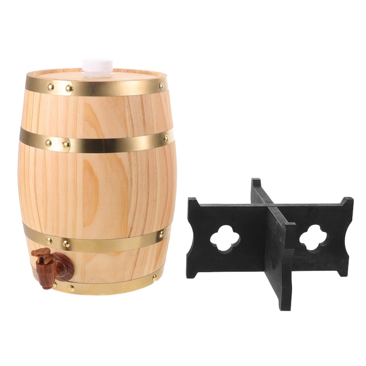 Ciieeo Barril de Madera de Roble Diseño Vertical Vintage Beige con Grifo y Soporte de 5l para Almacenamiento y Dispensador de Bebidas en Entornos Profesionales