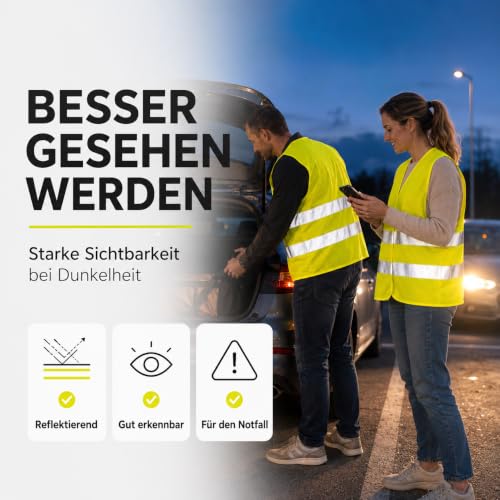 TK Gruppe Timo Klingler 4X Warnwesten ISO 20471 - Pannenweste 2026 Unfallweste Pkw Sicherheitsweste Weste Neongelb reflektierend Auto, Pkw… – Ansicht 6