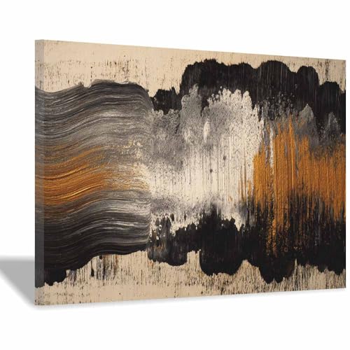 Tableau abstrait vagues dorées pour embellir mur vide