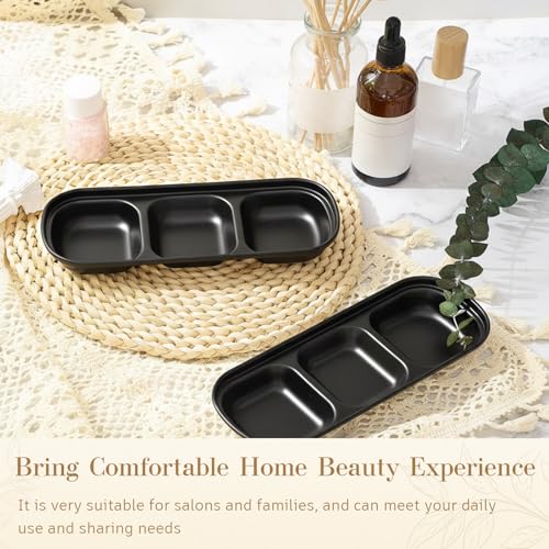 Image of 4 Pcs Esthetician Bowls Face Mask Tray Esthetician Supplies Stainless Steel Compartment Serving Tray Women Skincare Products Facial Bowl for Spa Salon Aesthetician Beauty, Nail Art (Black,Medium)