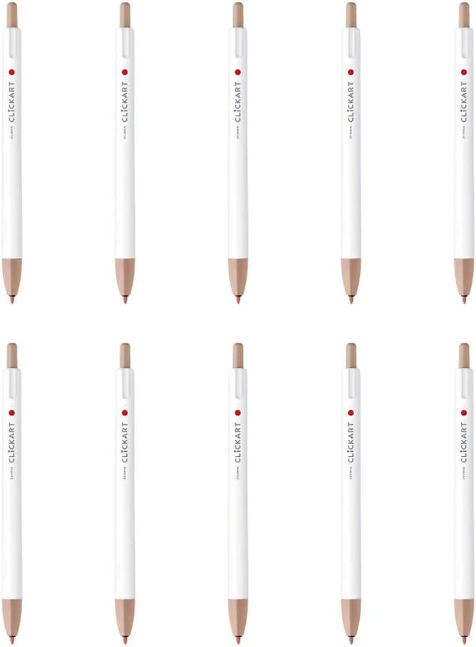Zebra B-WYSS22-CE Clickart Water-Based Pen, Cocoa Brown, 10 Pieces