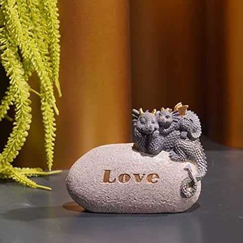 Guichifun Dragon Statue Farmhouse Kitchen Decor - Cute Resin Indoor Dragon Figurines with Love Word Statues for Home Decor 3.25 X 1 X 2.25 Inch Cover