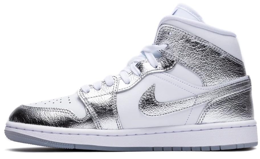 NIKE Jordan Women's Air 1 Mid SE White/Metallic Silver (FN5031 001) - 112