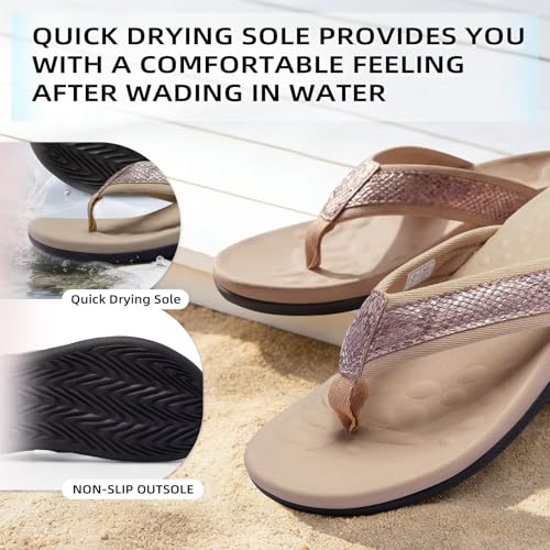 Image of Orkii Womens Plantar Fasciitis Feet Sandals, Best Orthotic Flip Flops With Arch Support, Comfortable Walking Sandals