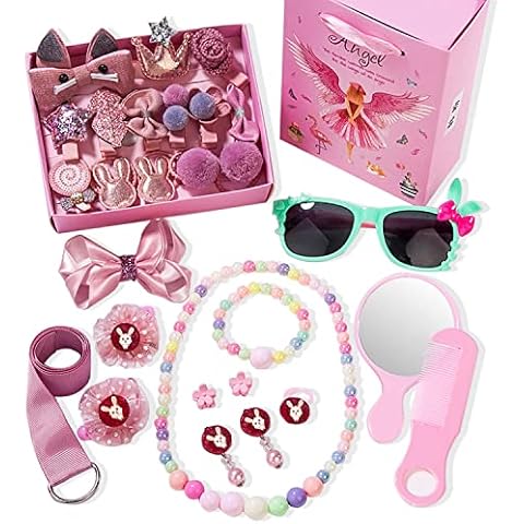 JOYJULY 28 PCS Baby Girls Hair Clips Gift Set Barrettes Ties Bows Hair Accessories,8 PCS Kids Jewelry Dress Up for Kids Toddlers Girls as Birthday Christmas Children's Day Gifts Cover