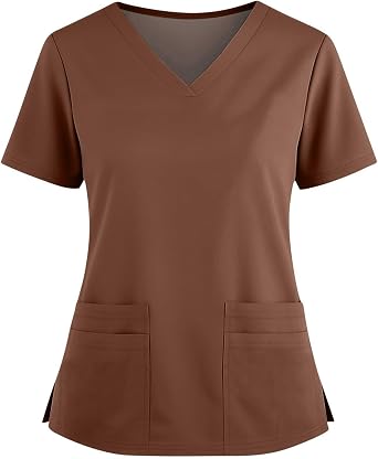 Scrub Tops for Woman Soft Stretch, V-Neck Top Nurse Scrubs Shirts with 4 Pockets