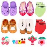 Miunana 4 Schuhe + 2 Socken + 4 Zubehör für 14-17'' 35-43 cm Baby Puppen
