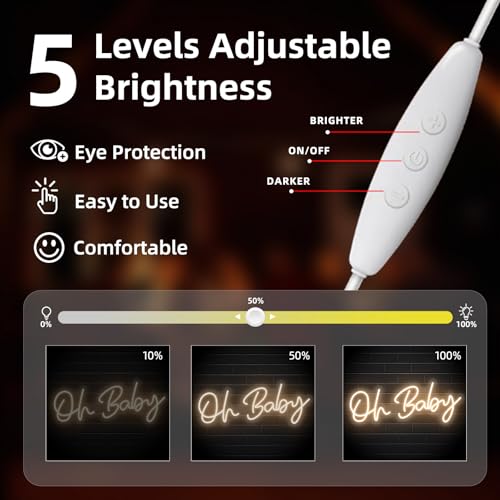 Image of Oh Baby Neon Sign for Backdrop Baby Shower LED Neon Lights for Wall Decor Dimmable Light up Sign Compact 15.7x4.7 inch for Gender Reveal,Party Decor, Warm White