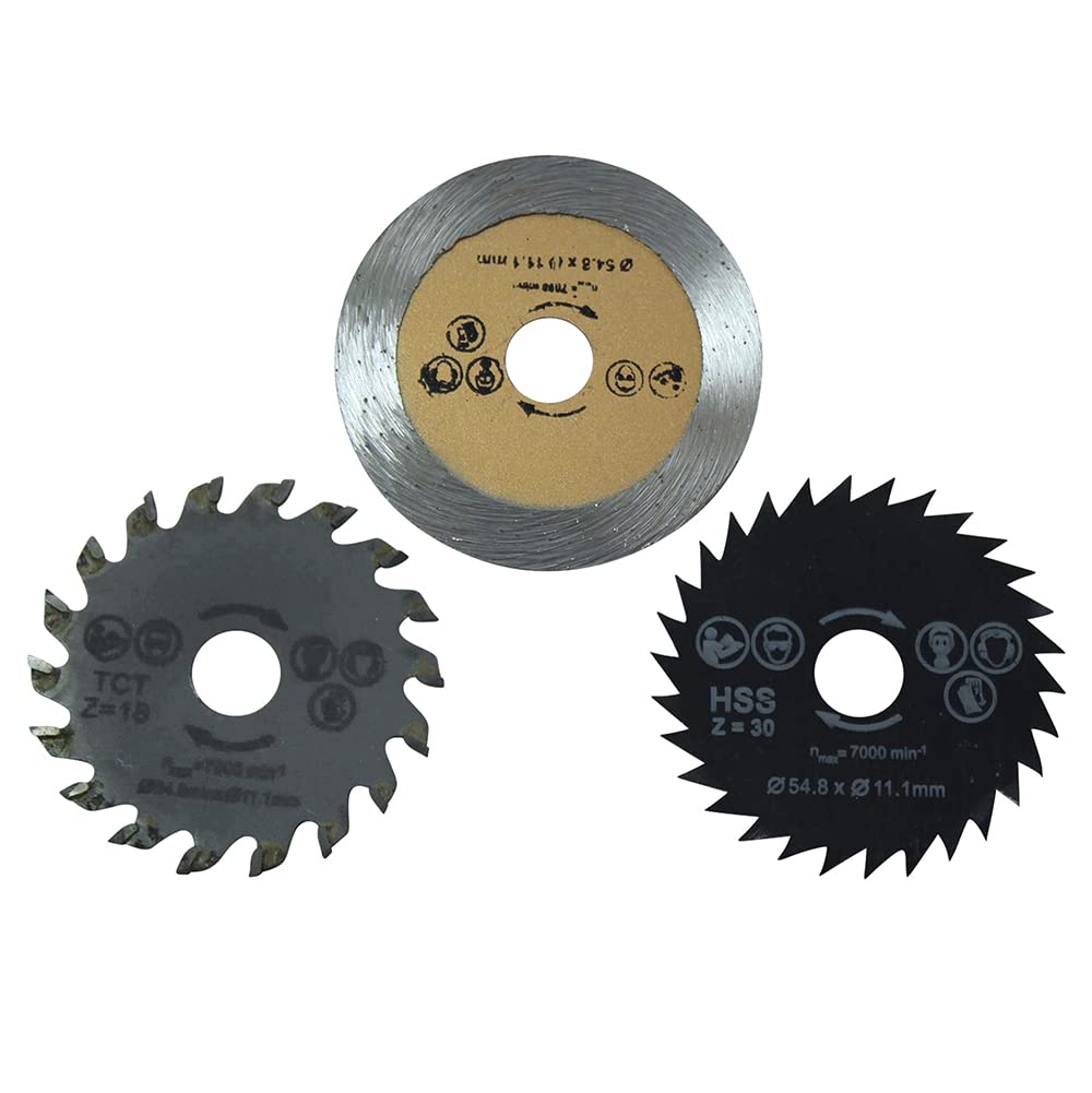 Dekton Silver, Silver Dt80502 3Pc Mini Blades, High Speed Steel, 54Mm(2"), 11.1Mm Arbor